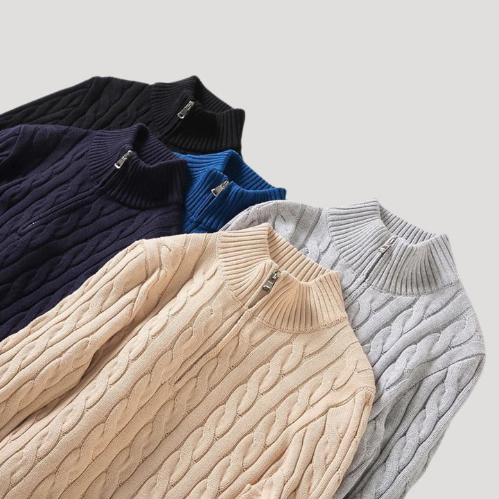 Men's Versatile Cable Knit Zip Cardigan