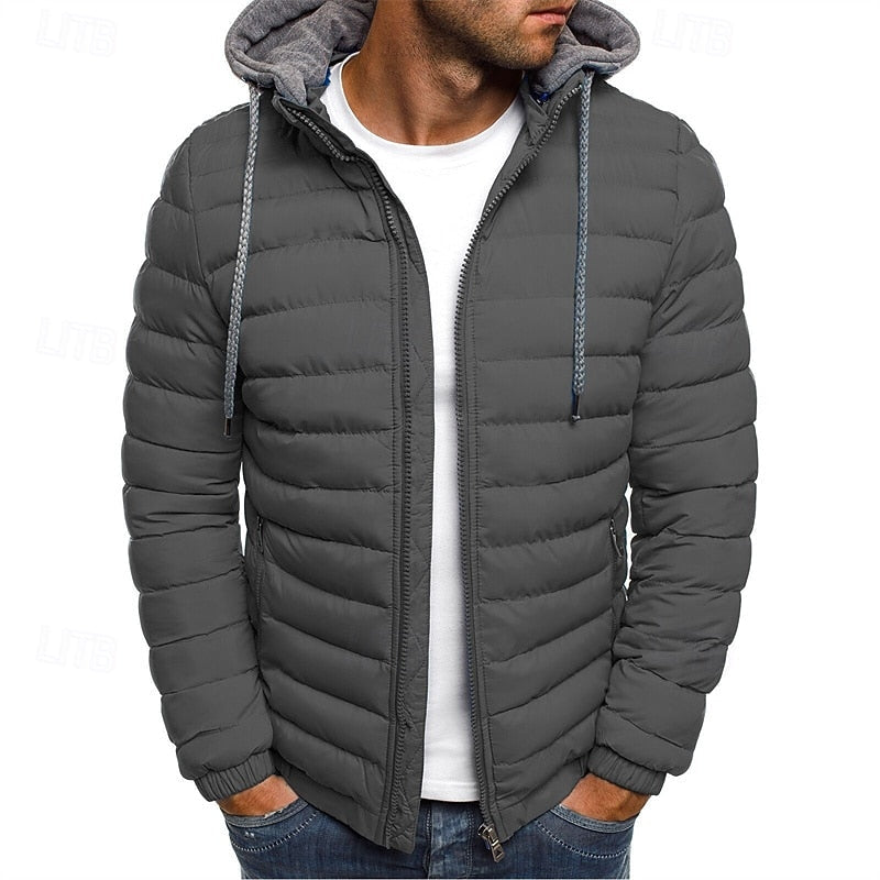 Men's Versatile Hooded Quilted Puffer Jacket