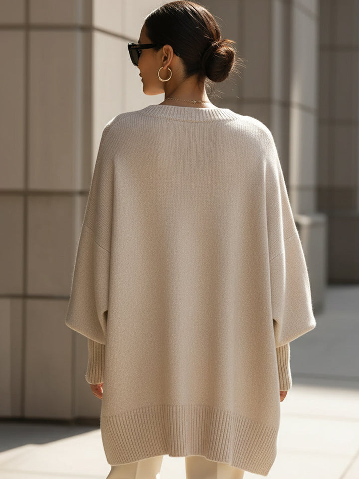 Women's Stylish Mock Neck Ribbed Knit Jumper