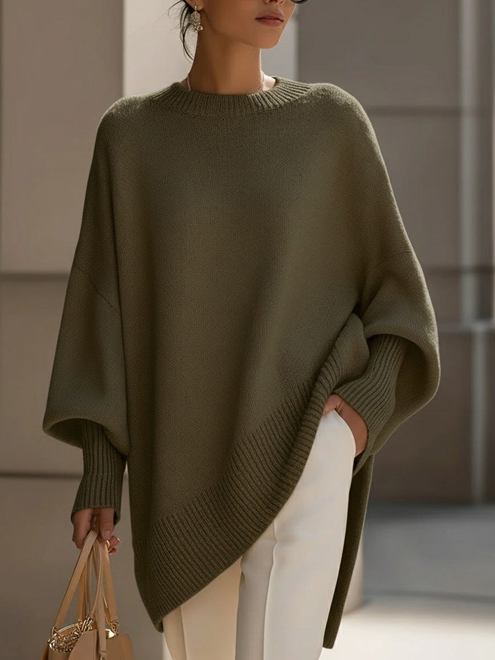 Women's Stylish Mock Neck Ribbed Knit Jumper