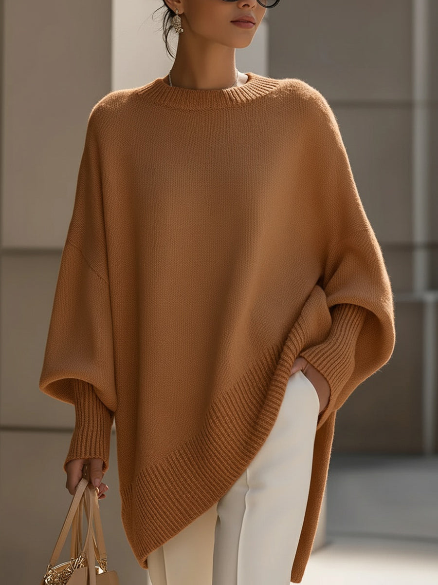 Women's Stylish Mock Neck Ribbed Knit Jumper