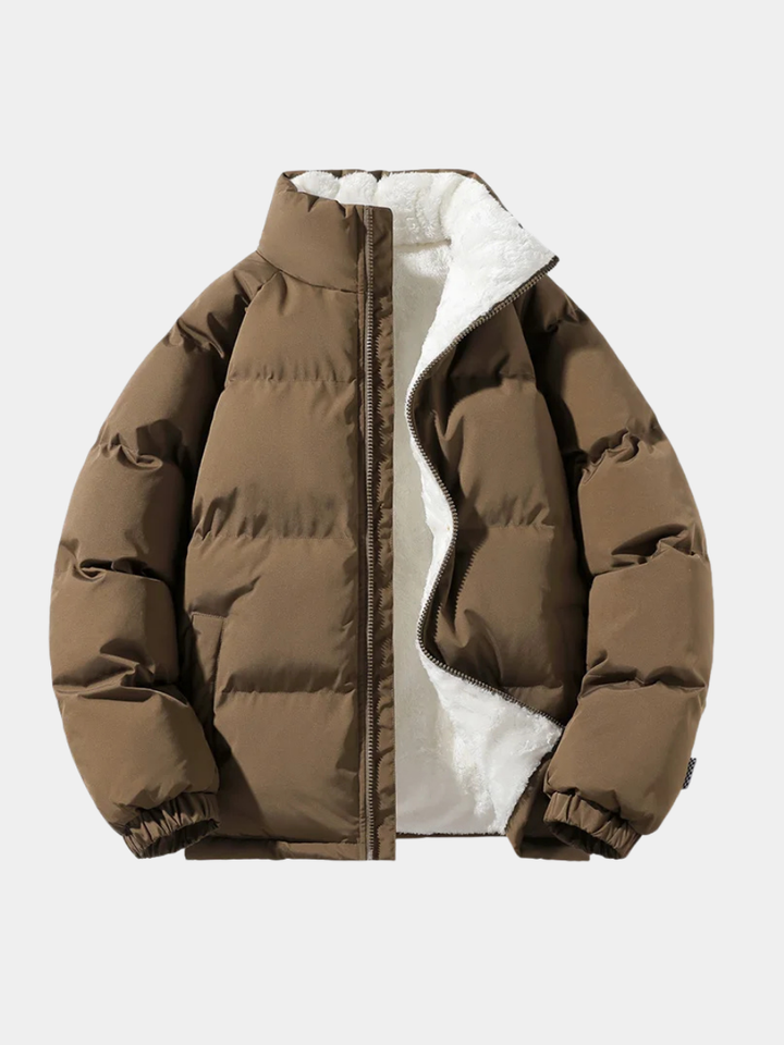 Men's Relaxed Quilted Puffer Jacket with Funnel Neck