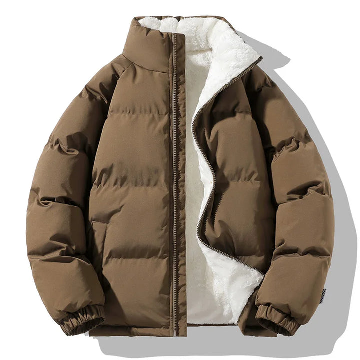 Men's Relaxed Quilted Puffer Jacket with Funnel Neck