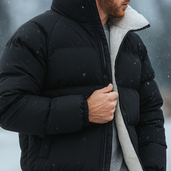 Men's Relaxed Quilted Puffer Jacket with Funnel Neck