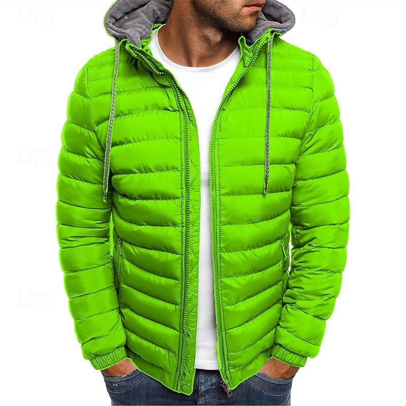 Men's Versatile Hooded Quilted Puffer Jacket