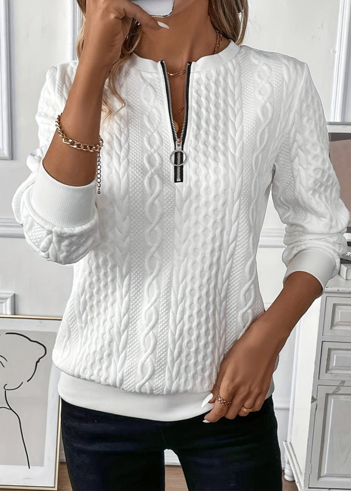 Women's Breathable Oversized Cable Knit Jumper with Half Zip