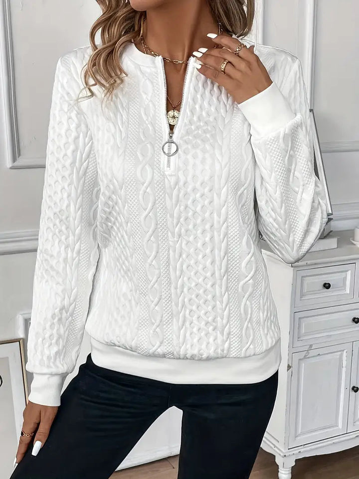 Women's Breathable Oversized Cable Knit Jumper with Half Zip