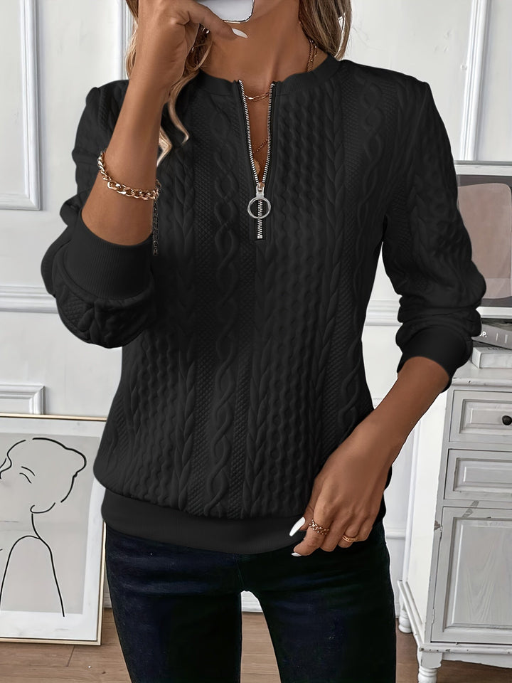 Women's Breathable Oversized Cable Knit Jumper with Half Zip