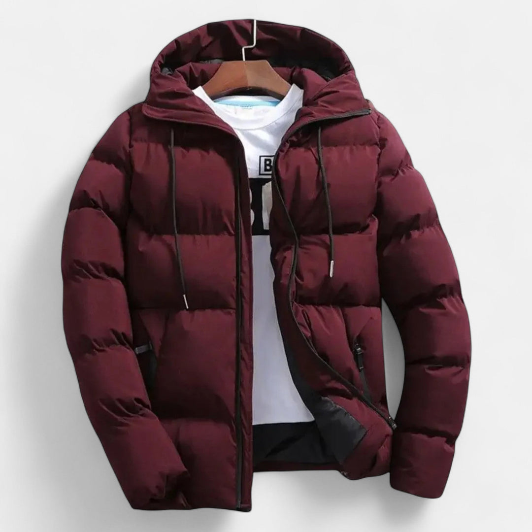 Men's Flattering Quilted Puffer Jacket with Funnel Neck