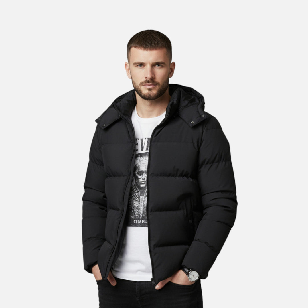 Men's Flattering Quilted Puffer Jacket with Funnel Neck