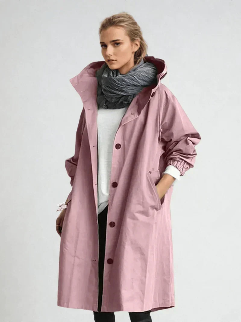 Women's Stylish Waterproof Long Hooded Rain coat