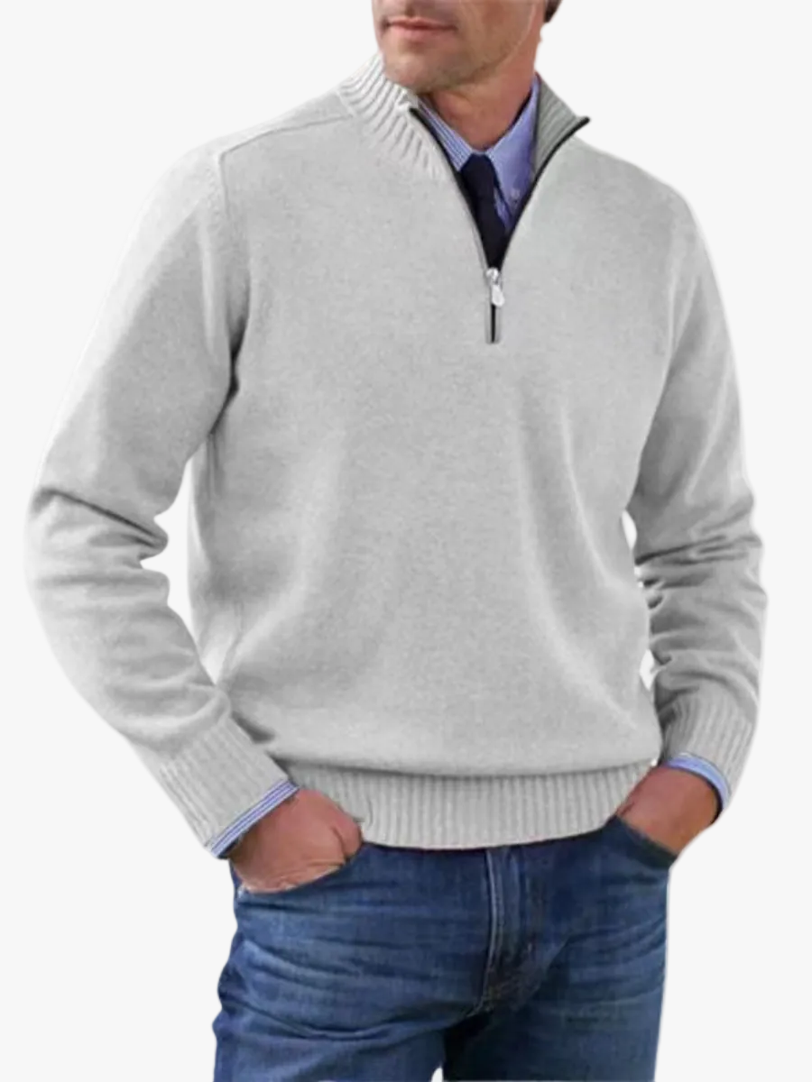 Men's Stylish Half-Zip Mock Neck Knit Jumper