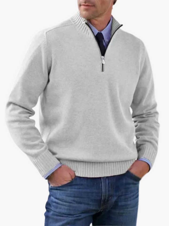 Men's Stylish Half-Zip Mock Neck Knit Jumper