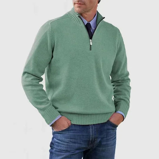 Men's Stylish Half-Zip Mock Neck Knit Jumper