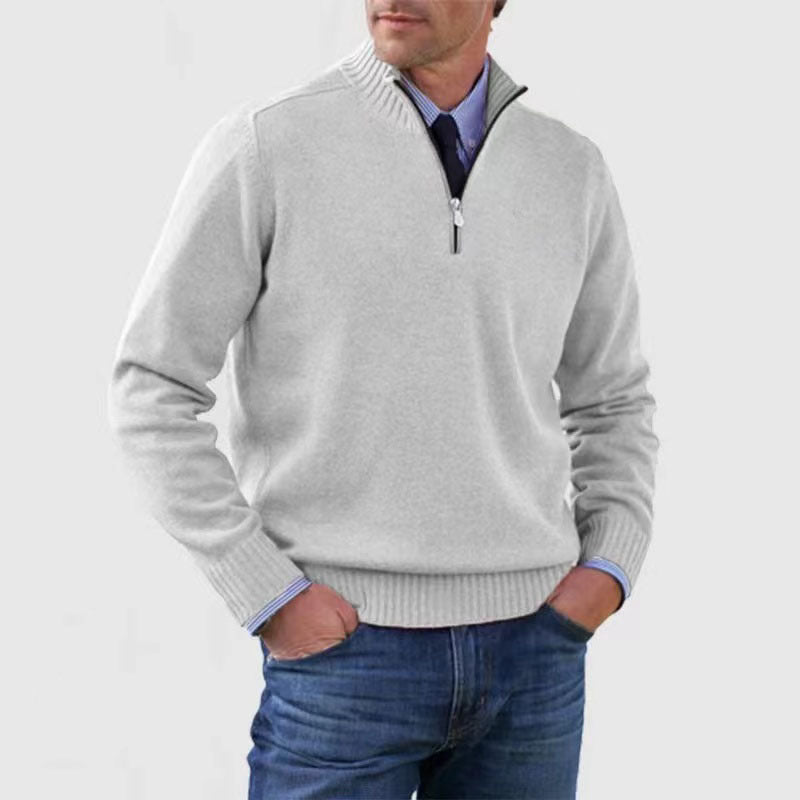 Men's Stylish Half-Zip Mock Neck Knit Jumper