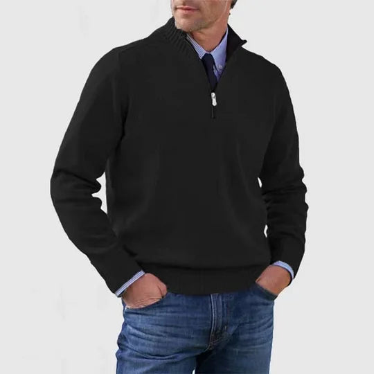 Men's Stylish Half-Zip Mock Neck Knit Jumper