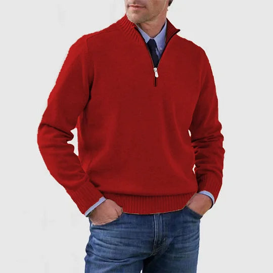 Men's Stylish Half-Zip Mock Neck Knit Jumper