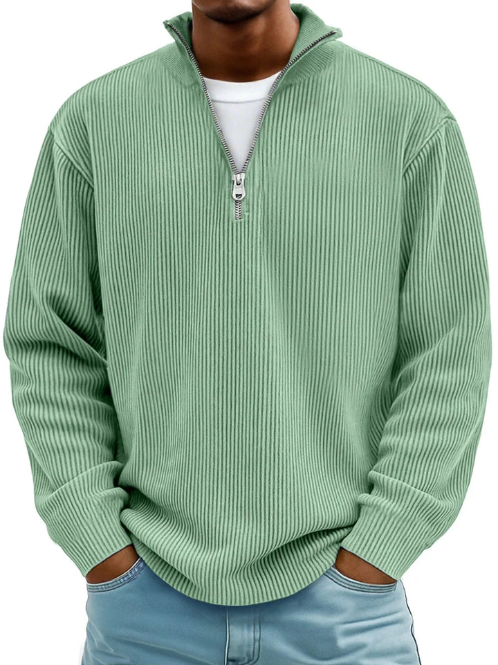 Men's Stylish Ribbed Knit Quarter Zip Jumper
