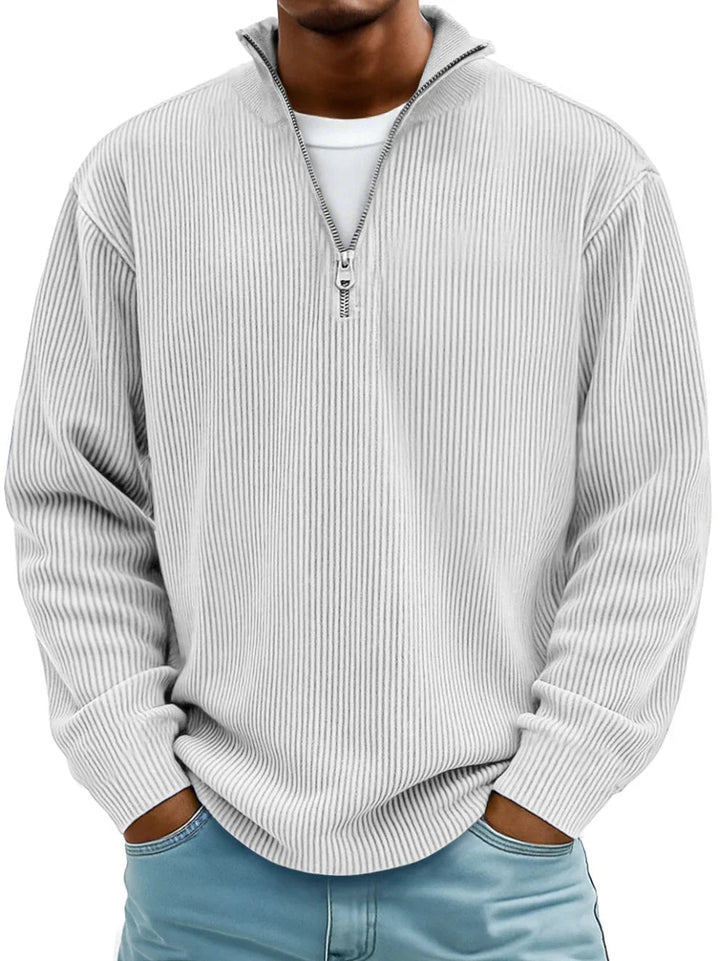 Men's Stylish Ribbed Knit Quarter Zip Jumper