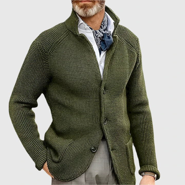 Men's Refined Long Knit Cardigan with Button-Up Front