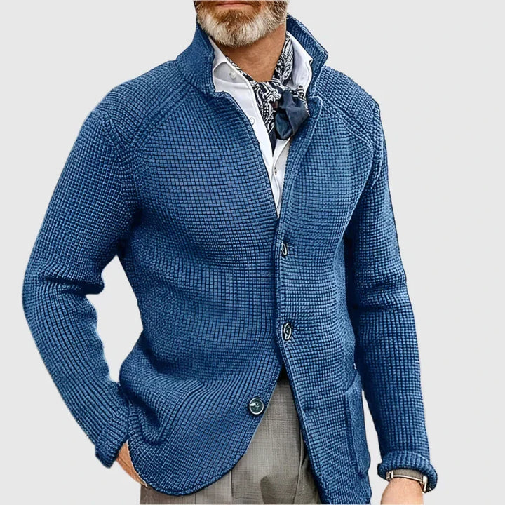 Men's Refined Long Knit Cardigan with Button-Up Front