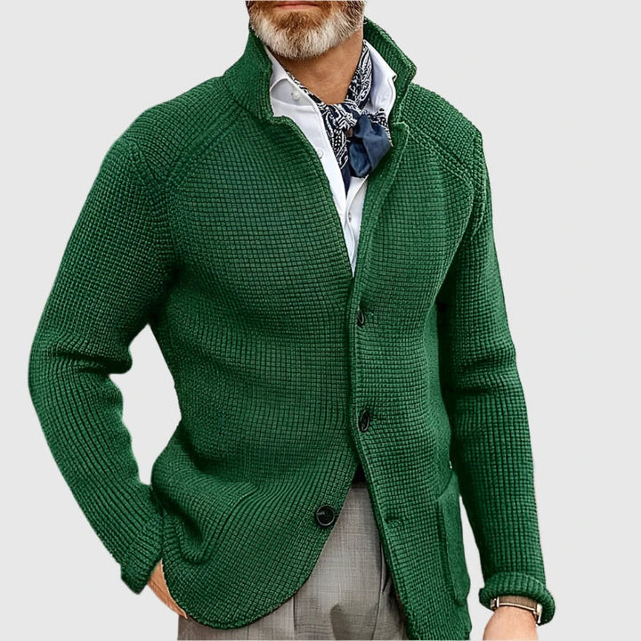 Men's Refined Long Knit Cardigan with Button-Up Front