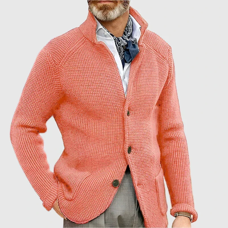 Men's Refined Long Knit Cardigan with Button-Up Front