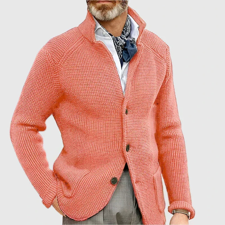 Men's Refined Long Knit Cardigan with Button-Up Front