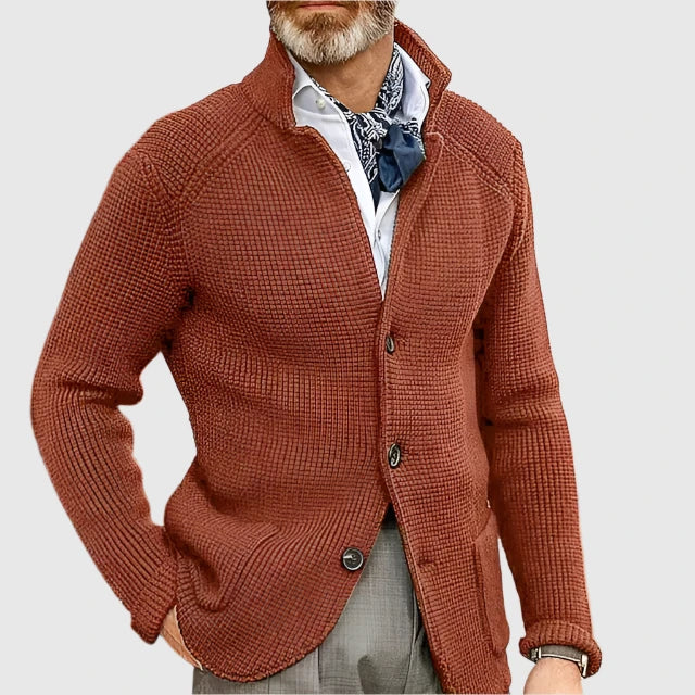 Men's Refined Long Knit Cardigan with Button-Up Front