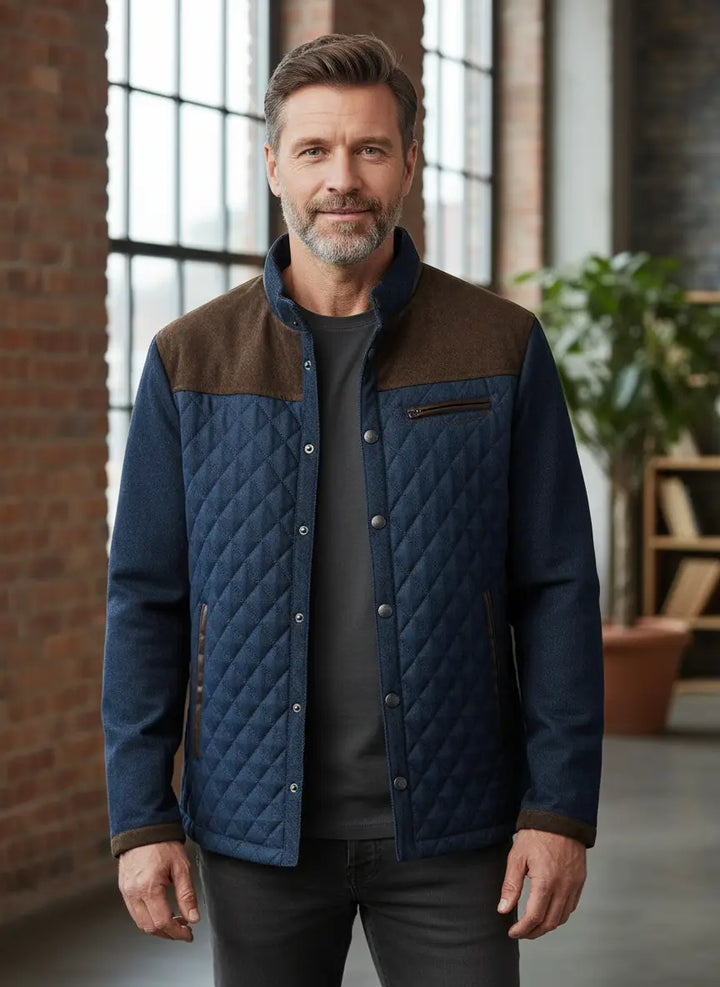 Men's Stylish Quilted Puffer Jacket with Funnel Neck
