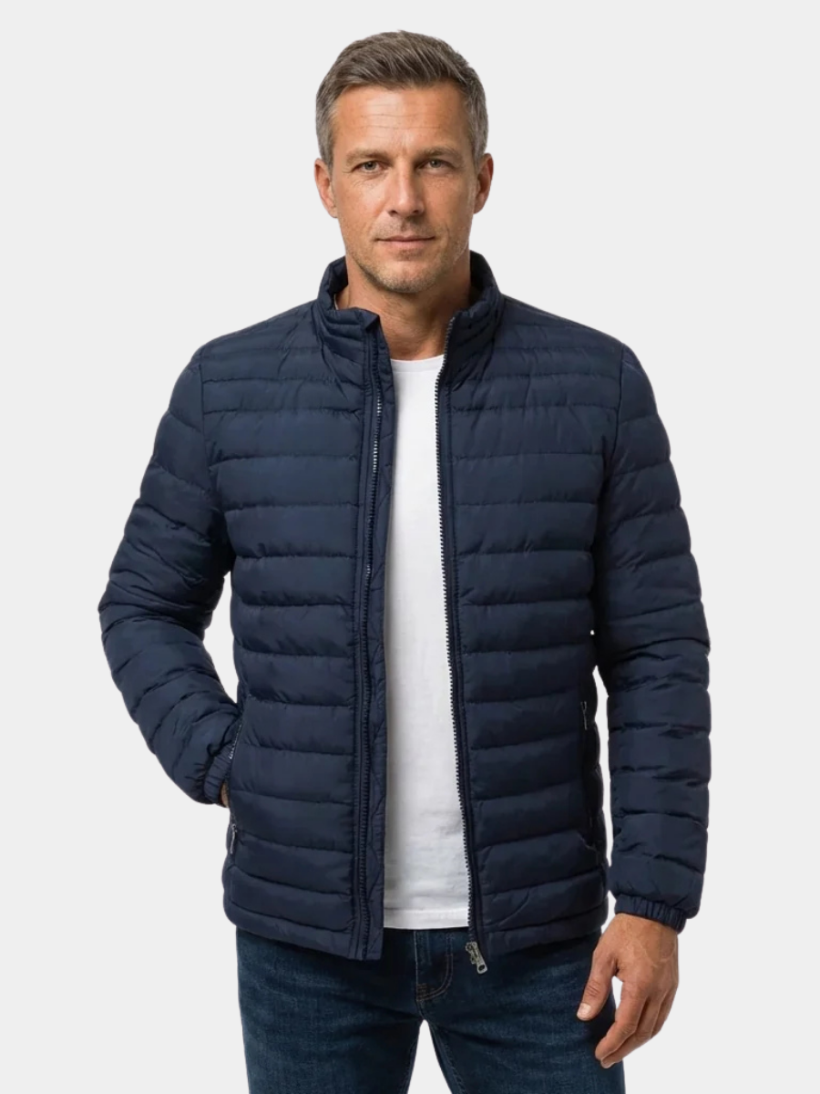Men's Modern Quilted Puffer Padded Jacket with Funnel Neck
