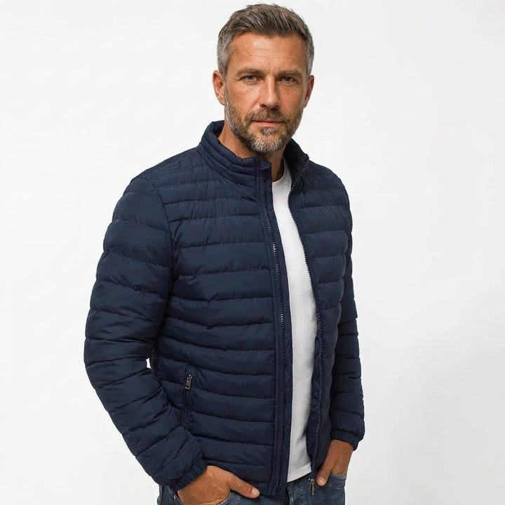 Men's Modern Quilted Puffer Padded Jacket with Funnel Neck