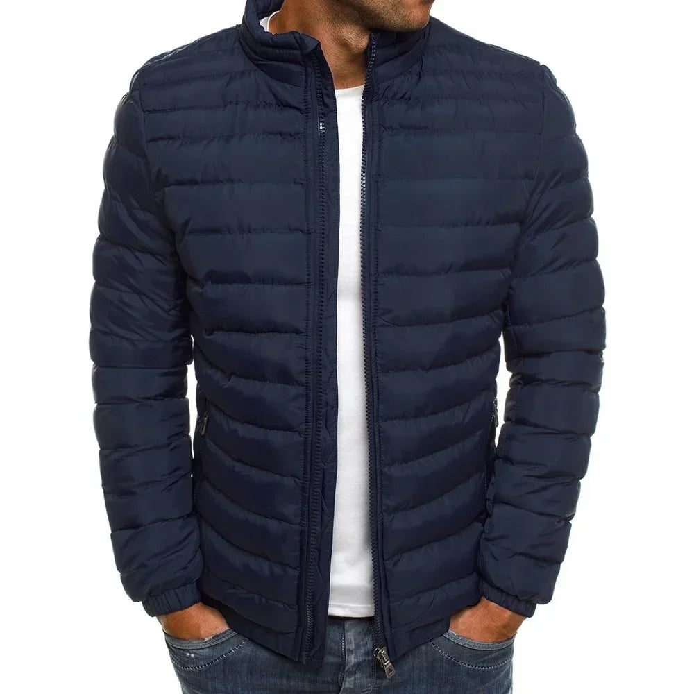 Men's Modern Quilted Puffer Padded Jacket with Funnel Neck