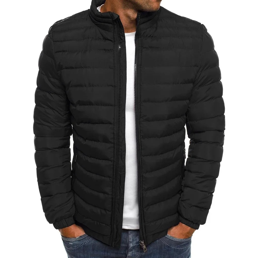 Men's Modern Quilted Puffer Padded Jacket with Funnel Neck