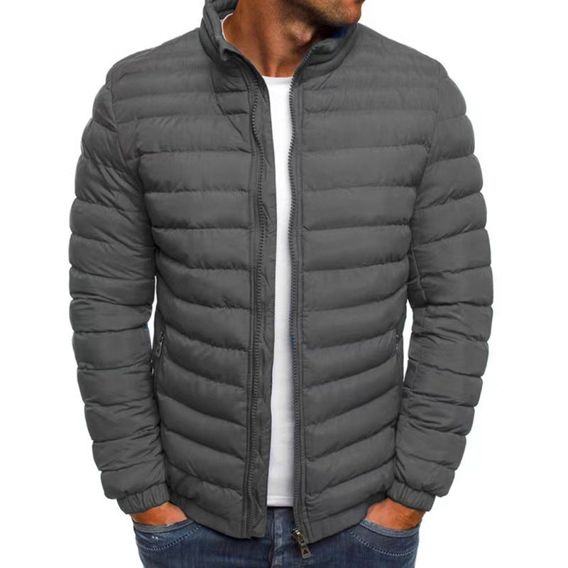 Men's Modern Quilted Puffer Padded Jacket with Funnel Neck