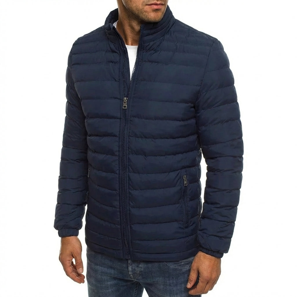 Men's Modern Quilted Puffer Padded Jacket with Funnel Neck