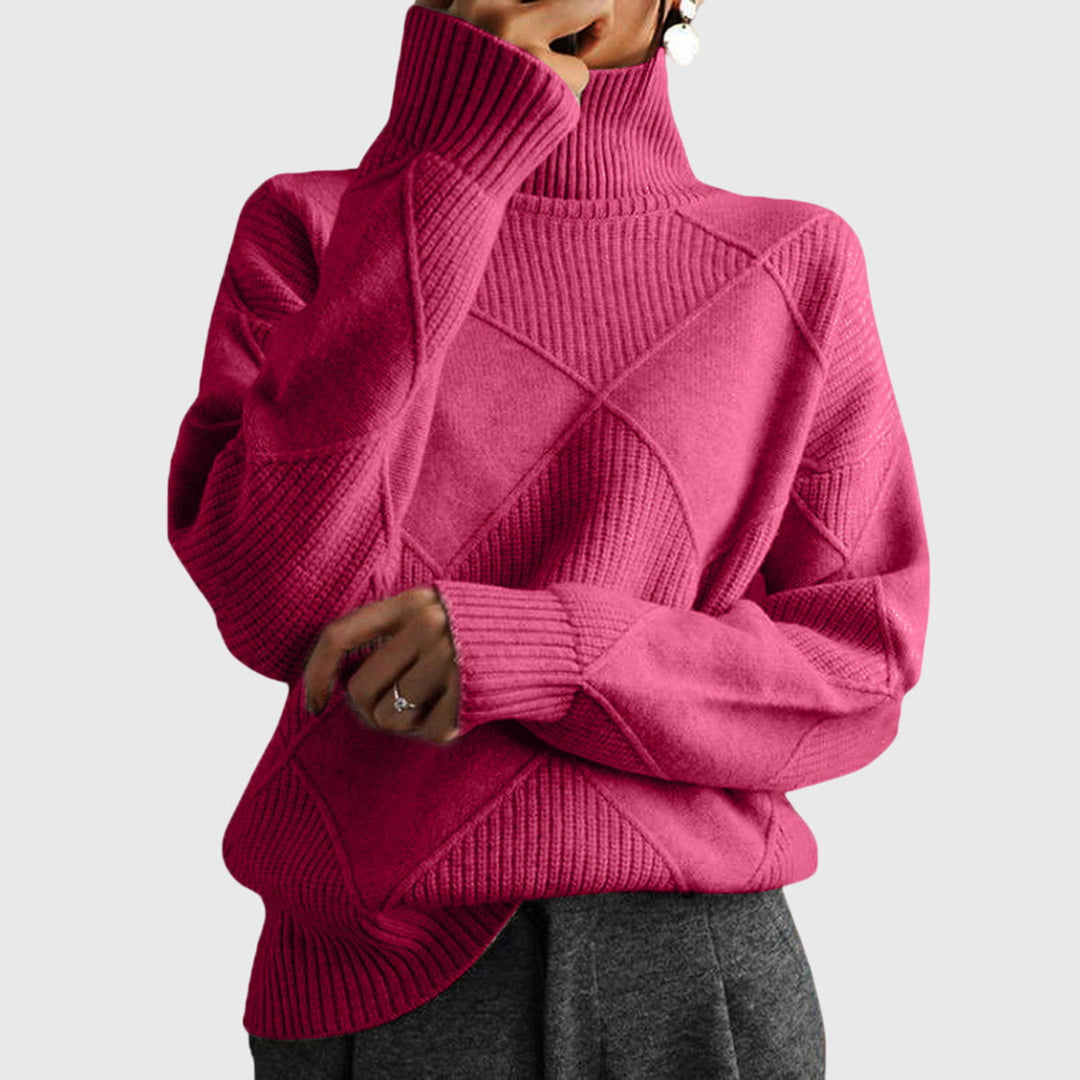 Women's Relaxed Ribbed Knit Turtleneck Jumper