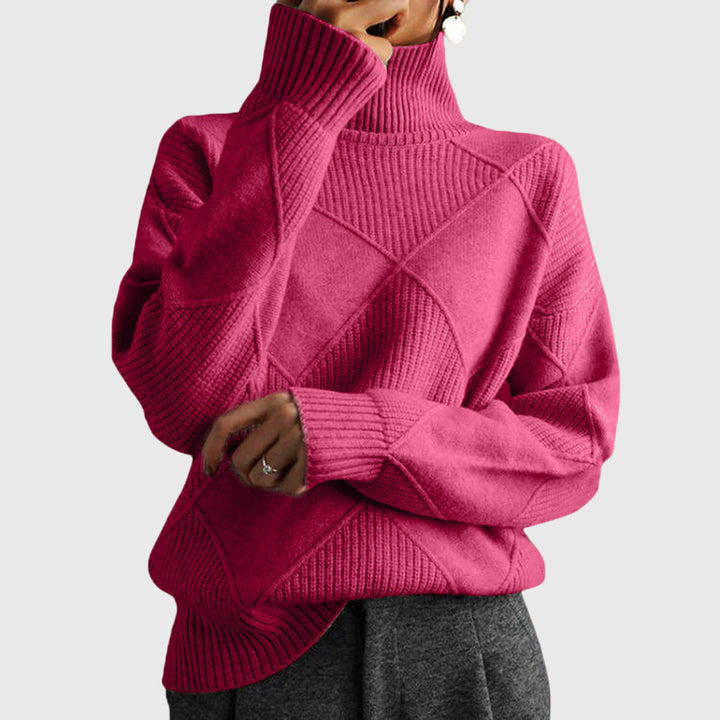 Women's Relaxed Ribbed Knit Turtleneck Jumper