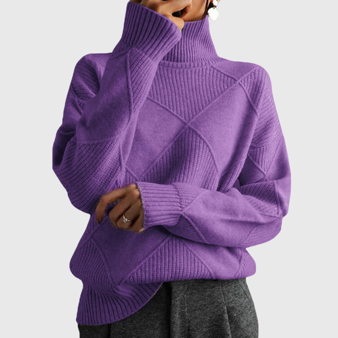 Women's Relaxed Ribbed Knit Turtleneck Jumper