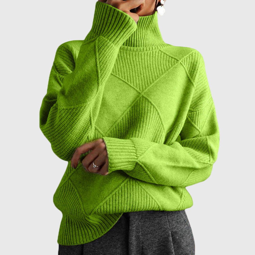 Women's Relaxed Ribbed Knit Turtleneck Jumper
