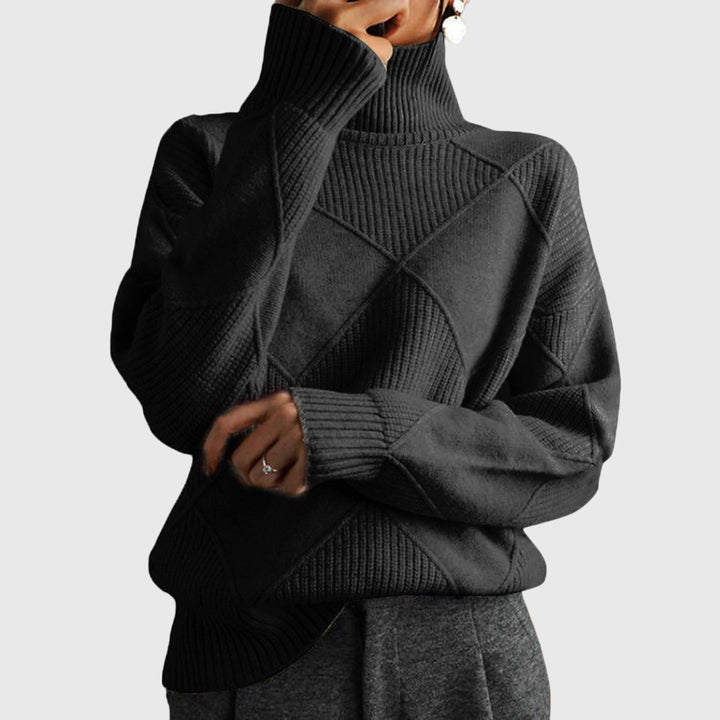 Women's Relaxed Ribbed Knit Turtleneck Jumper