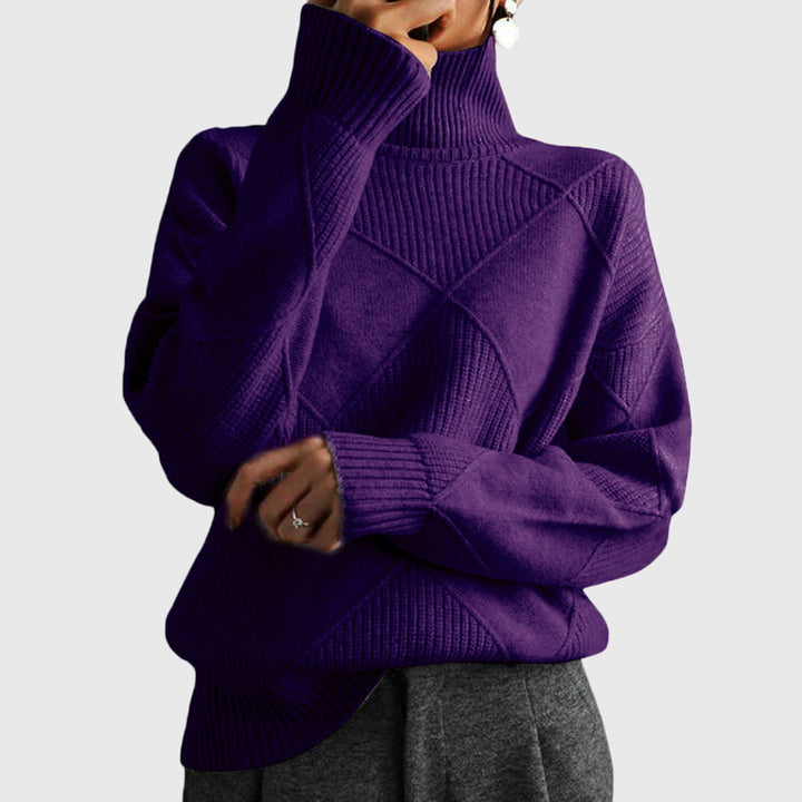 Women's Relaxed Ribbed Knit Turtleneck Jumper