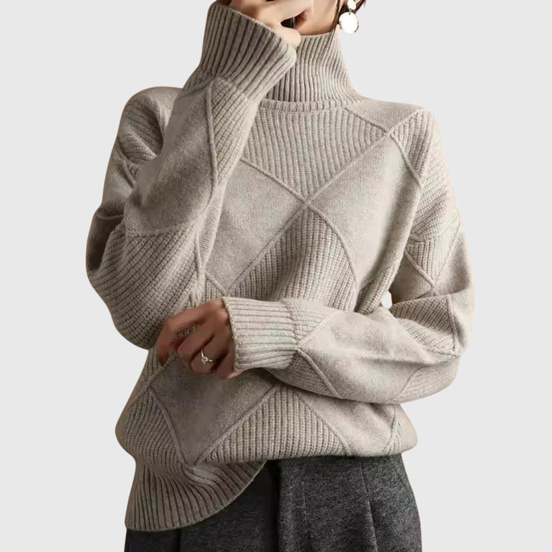 Women's Relaxed Ribbed Knit Turtleneck Jumper