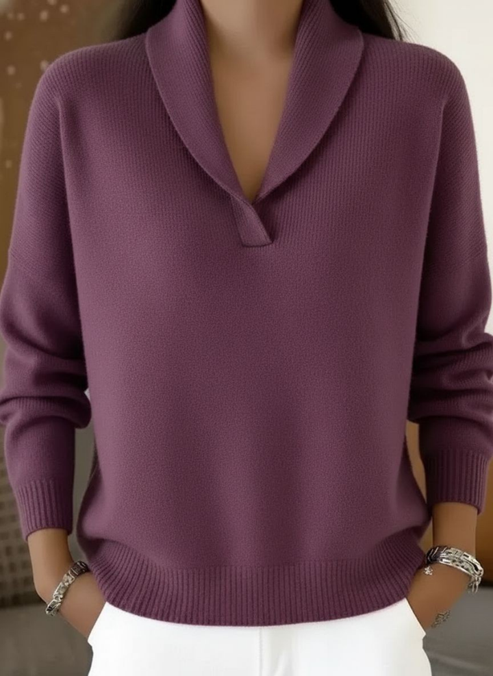 Women's Relaxed Ribbed V Neck Knit Jumper