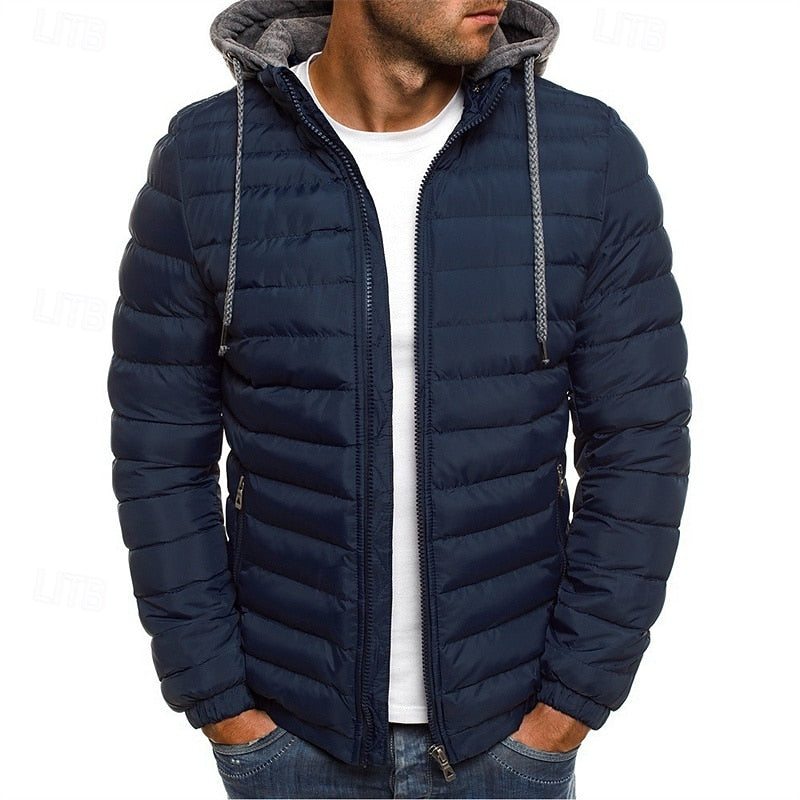 Men's Versatile Hooded Quilted Puffer Jacket