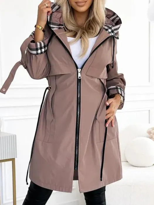 Women's Stylish Hooded Waterproof Long Raincoat