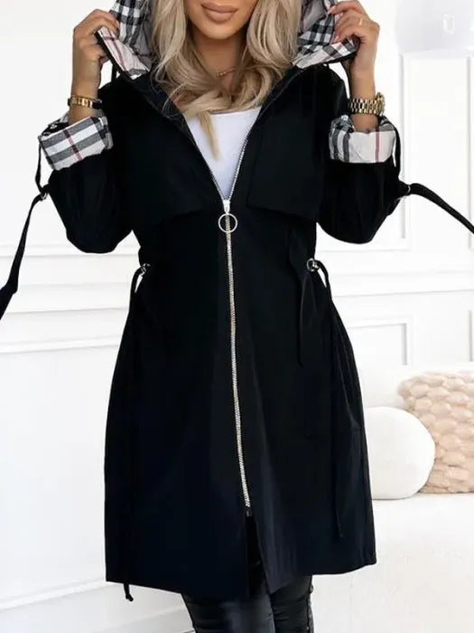 Women's Stylish Hooded Waterproof Long Raincoat
