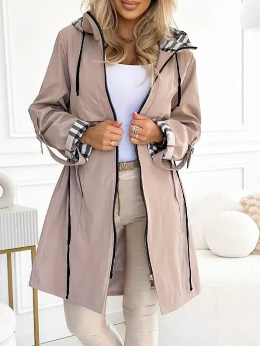 Women's Stylish Hooded Waterproof Long Raincoat