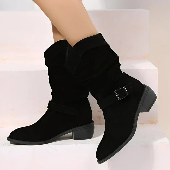Women's Stylish Brown Suede Heeled Ankle Boots