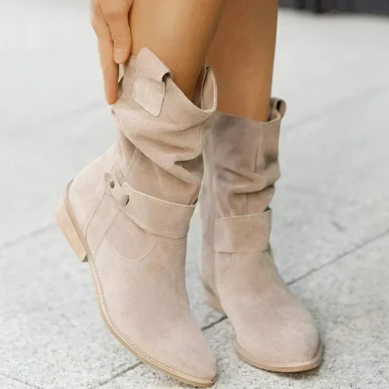 Women's Stylish Brown Suede Heeled Ankle Boots